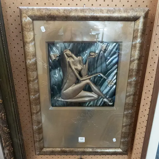 framed 3D composite art - seated woman