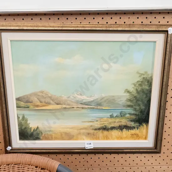 framed oil -lake - significant nicotine stains