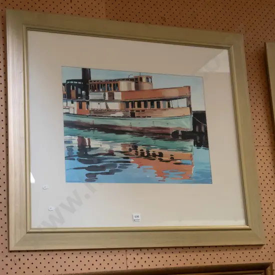 framed WA MacCormick print - river boat
