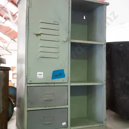 painted metal 2 drawer 1 door cabinet H-600
