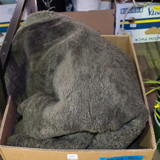 large brown sheepskin floor L-2400 W-1840 (has stain)