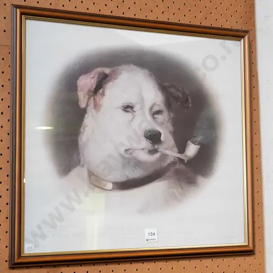  framed print - dog with pipe