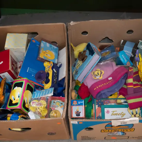 2x boxes of Tweetie Bird items - orange dots