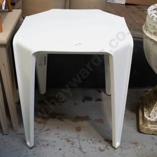white plastic end table