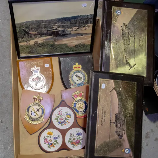box; Airforce shields, wall mounted floral dishes