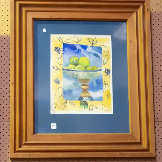 framed Chris Morrell watercolour - grannies apples