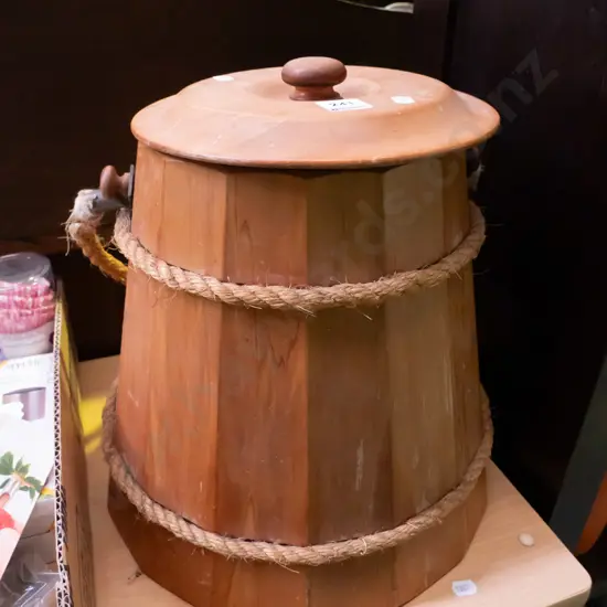 lidded wooden canister H-330