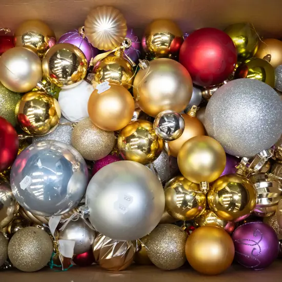 boxed Xmas tree decorations