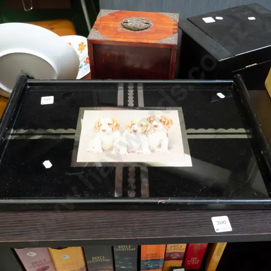 deco glazed puppy dog tray 