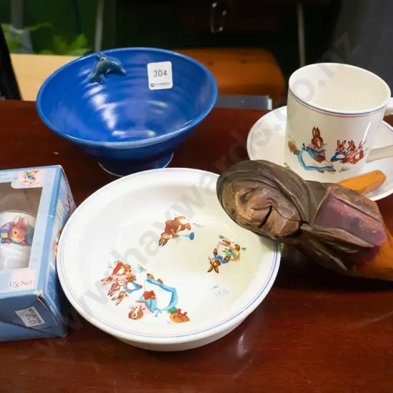 Crown Lynn bunny cup, saucer, bowl, pottery bowl etc