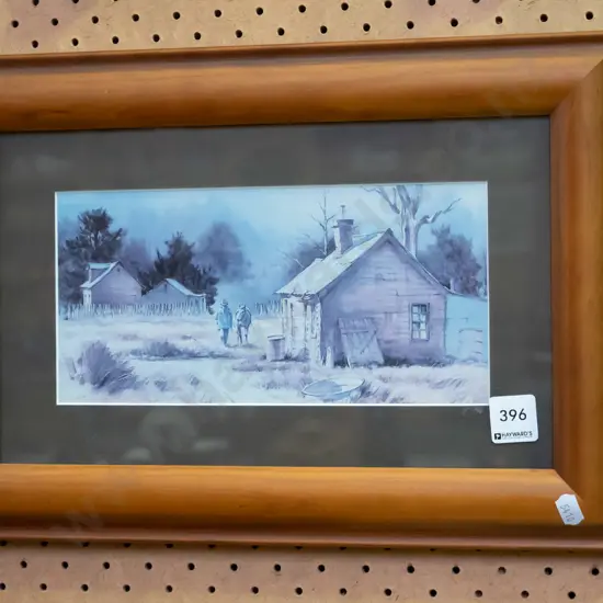 framed print - stockmen and hut