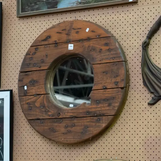 heavy recycled wood framed mirror 