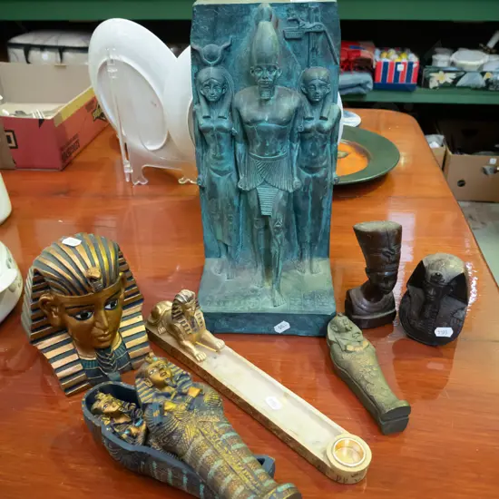 assorted Egyptian souvenir items