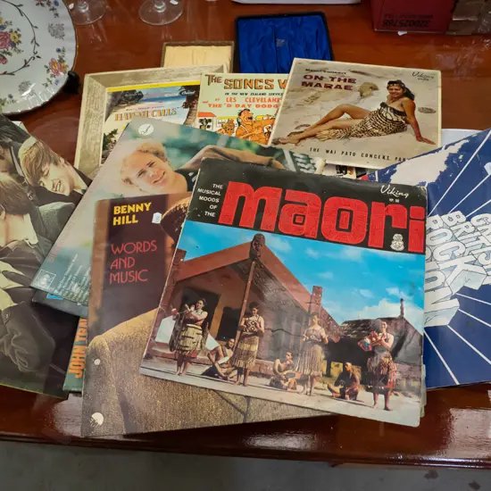 stack of LPs; Cliff Richard, Benny Hill, The Muppets etc - questionable condition