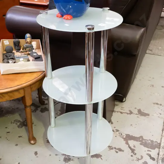 cylindrical chrome and glass 3 tier shelves H-760