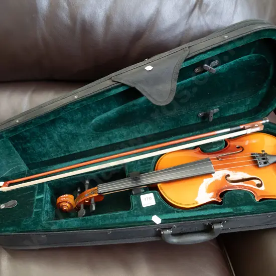 child's (1/2 size?) violin with bow and carry case