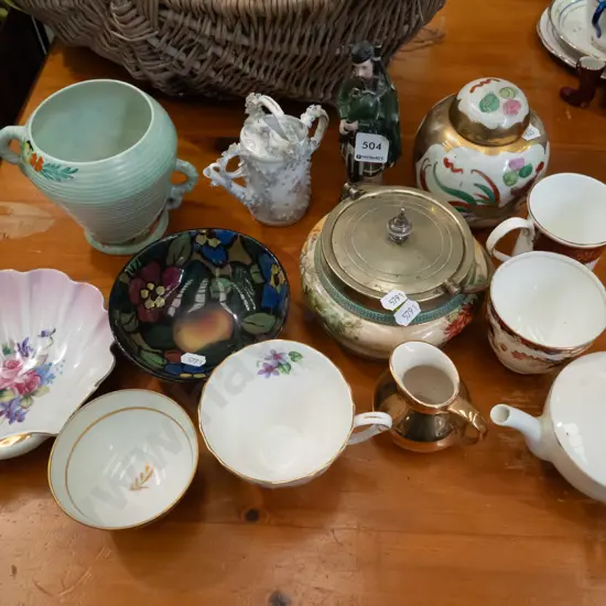 allsorts; Scotch figurine, invalids cup, bowls, ginger jar, milk jug etc