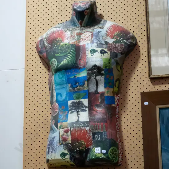 collage on male torso - NZ themed