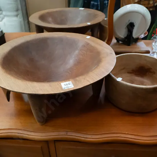 wooden kava bowl & 1 other wooden bowl