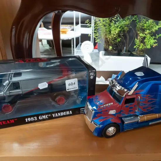 boxed A Team model vehicle & Transformers truck