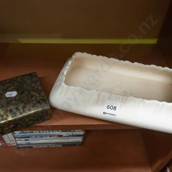 enamel trinket box & cream trough vase