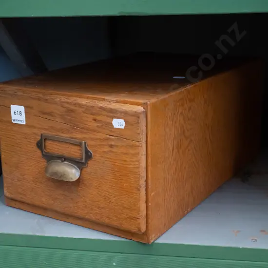 oak single drawer index card file