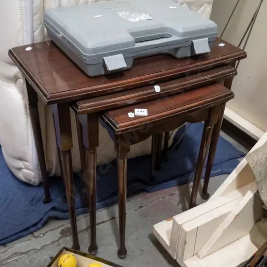 mahogany nest of 3 tables