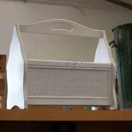 wood and cane magazine rack