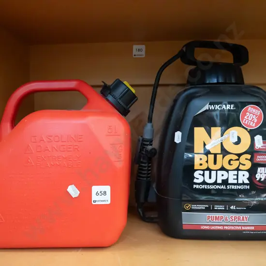 5L petrol container, No Bugs spray kit