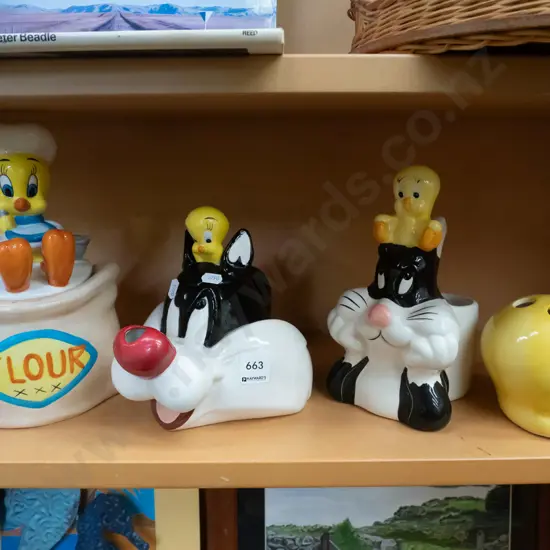 shelf of Tweetie Bird collectables