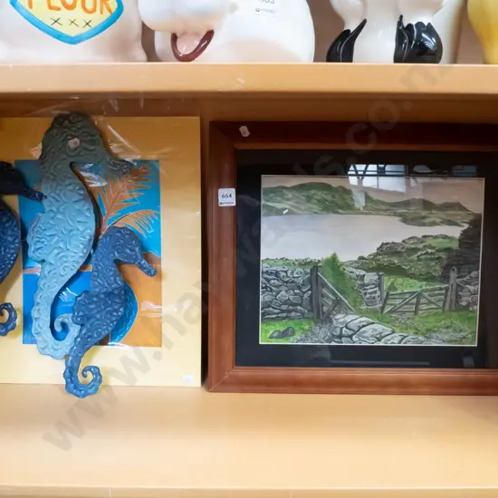 metal seahorses, unframed prints , framed acrylic - Otago Harbour