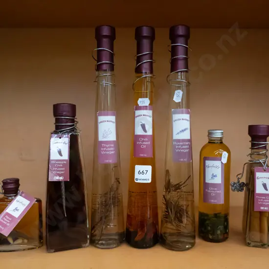 shelf; various infused oils
