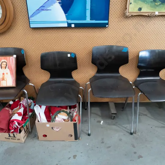 4x chrome and plywood chairs