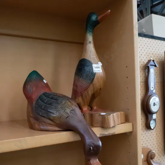 2x wooden duck figurines H-320