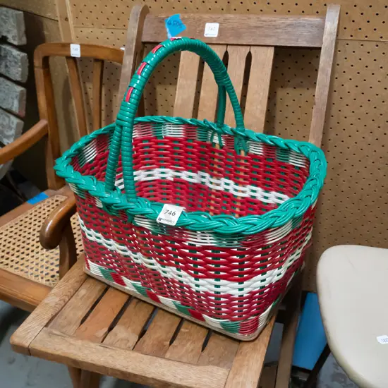 retro woven cane plastic basket