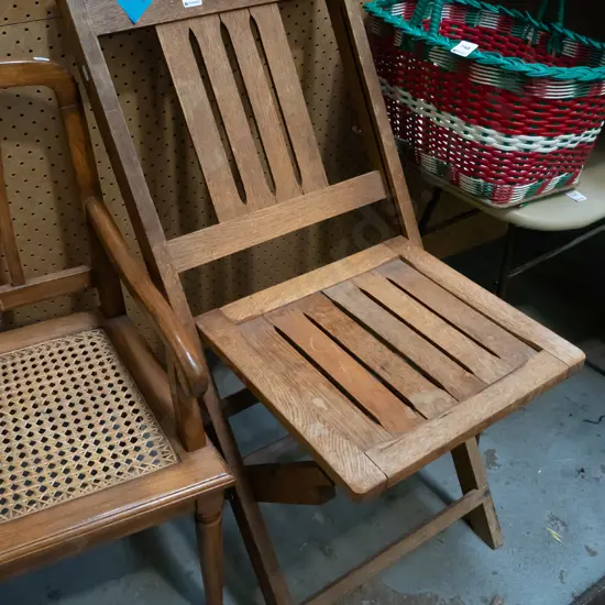 vintage oak foldaway chair