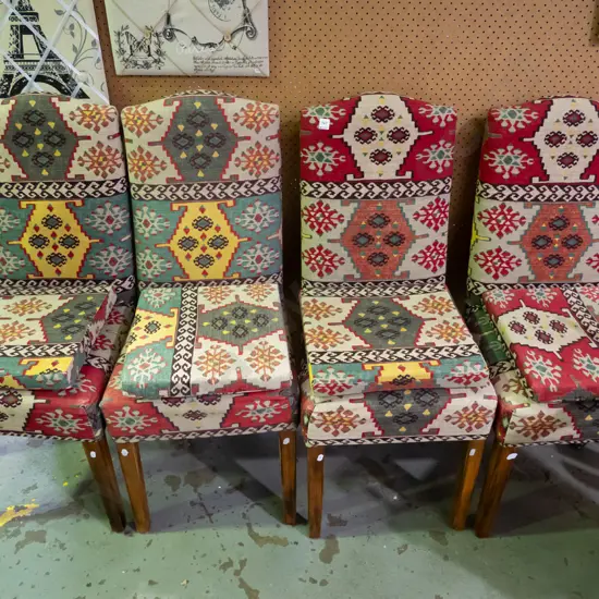 4x high back upholstered dining chairs with cushions