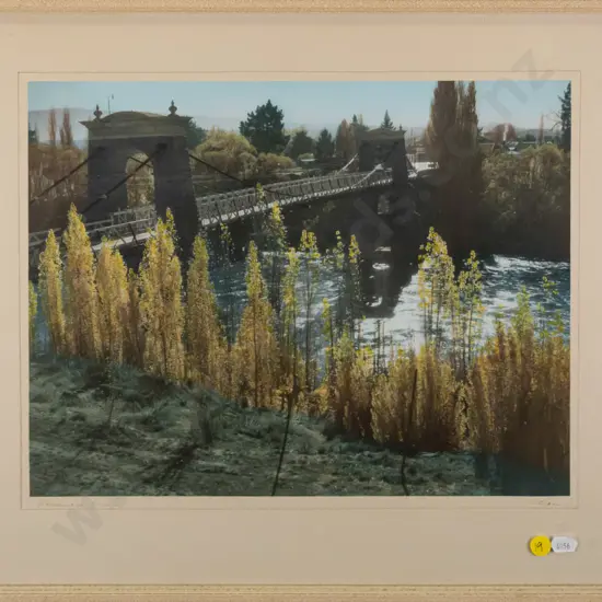 framed Whites Aviation hand coloured photograph - Alexandra Bridge (staining to mat) H-290 W-365