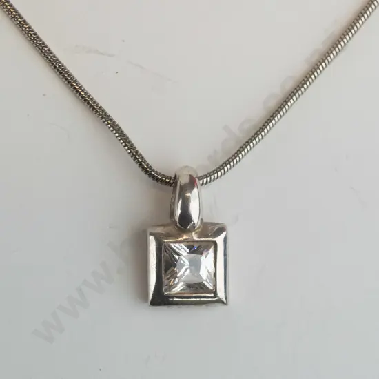 silver cz necklace stamped 925