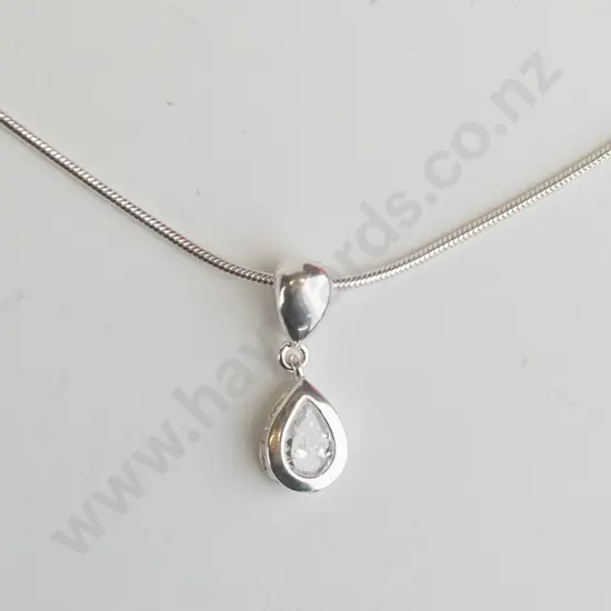 silver cz necklace stamped 925