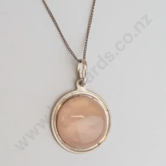 silver pale colour stone necklace stamped sterling