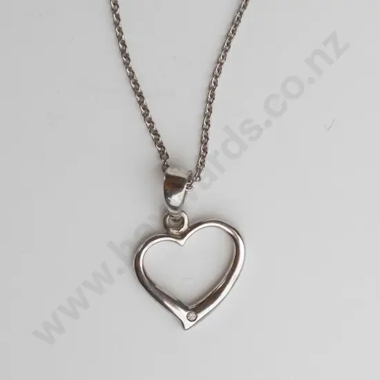 silver heart necklace both stamped 925