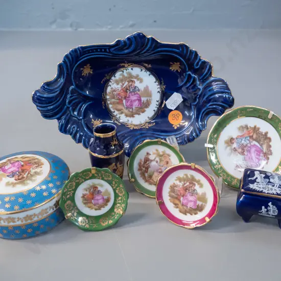 8 pieces assorted miniature Limoges china - largest dish is L-170 W-120