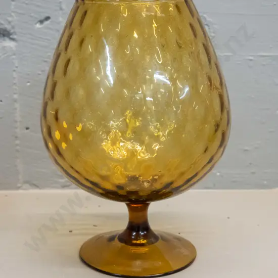 retro amber glass large goblet H-255