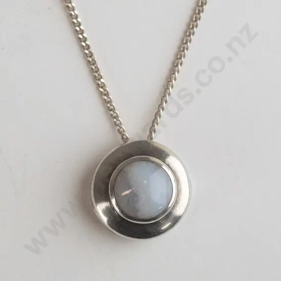 silver white stone necklace stamped 925