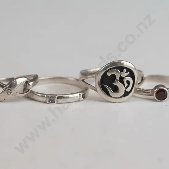 4 asstd silver rings stamped 925