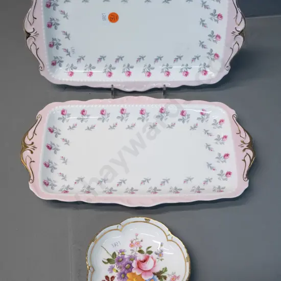 2 Royal Albert sandwich trays L-300 W-170 and a Royal Crown Derby Posies pin dish