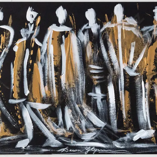 Dawn Glynn - unframed mixed media figures H - 200 W - 280