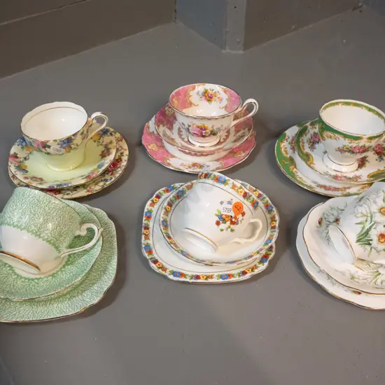 6 English china trios - Royal Albert, Tuscan, Aynsley, Bell