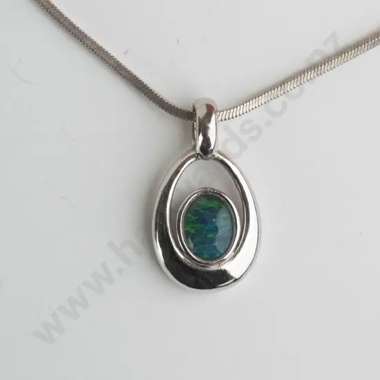 silver opal necklace stamped 925